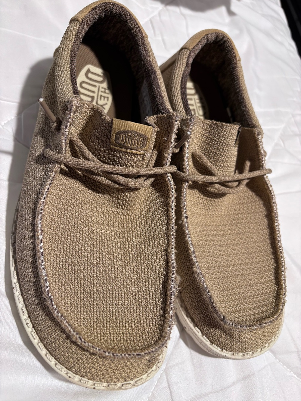 Hey Dude youth Tan Knit Casual Slip-On Loafers. Wally youth sport mesh. - Picture 8 of 8